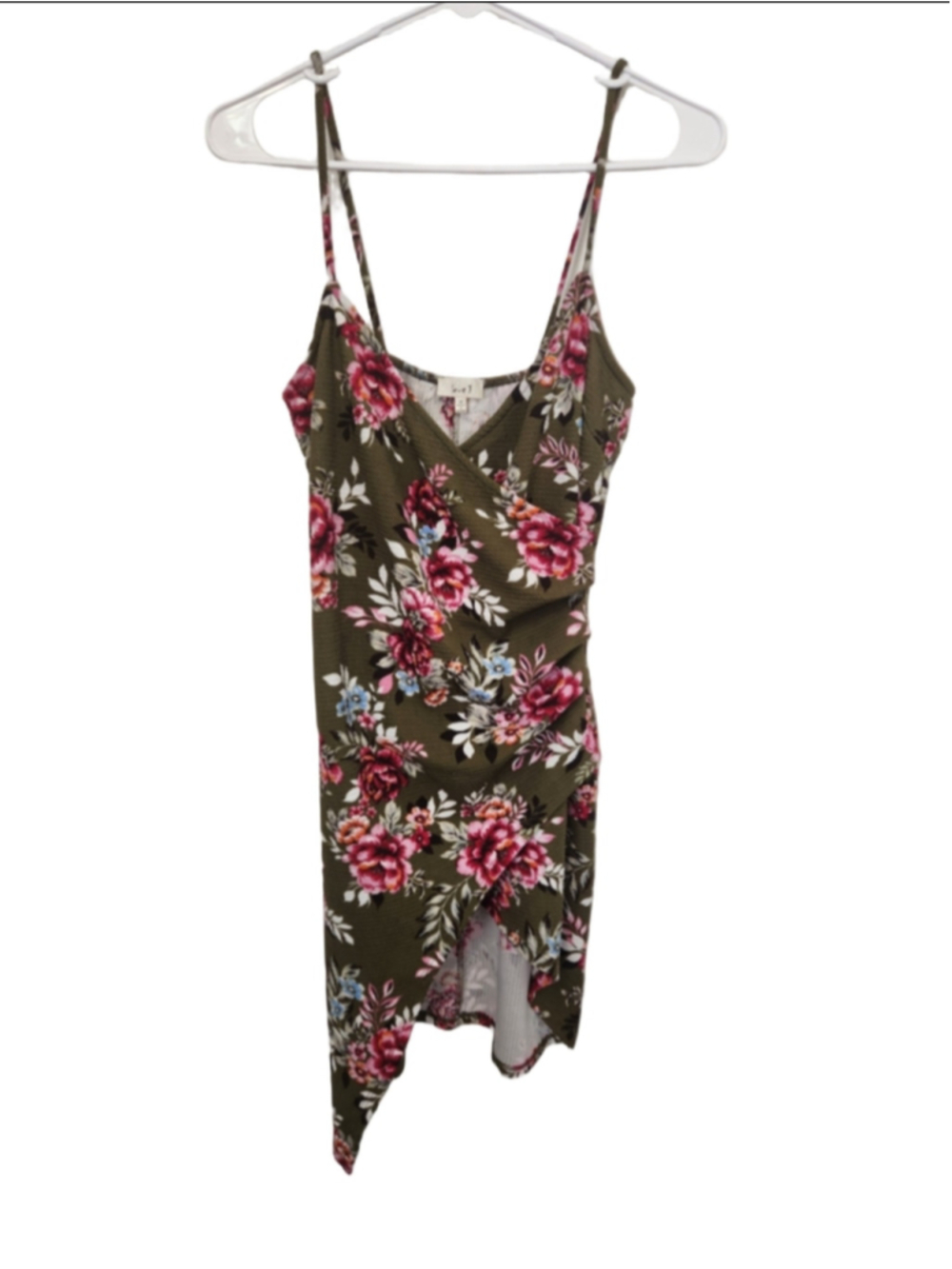 Love J Floral Mini Dress Olive Pink Size M